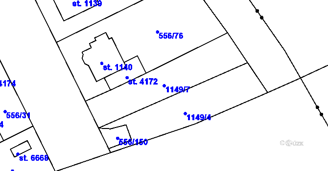 Parcela st. 1149/7 v KÚ Zábřeh nad Odrou, Katastrální mapa