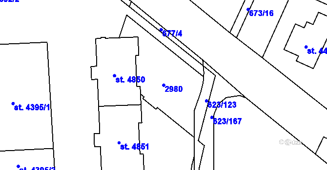 Parcela st. 2980 v KÚ Zábřeh nad Odrou, Katastrální mapa