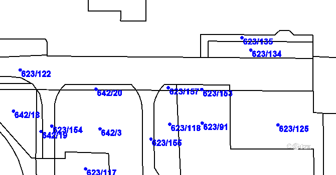 Parcela st. 623/157 v KÚ Zábřeh nad Odrou, Katastrální mapa