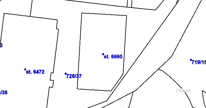 Parcela st. 6660 v KÚ Zábřeh nad Odrou, Katastrální mapa