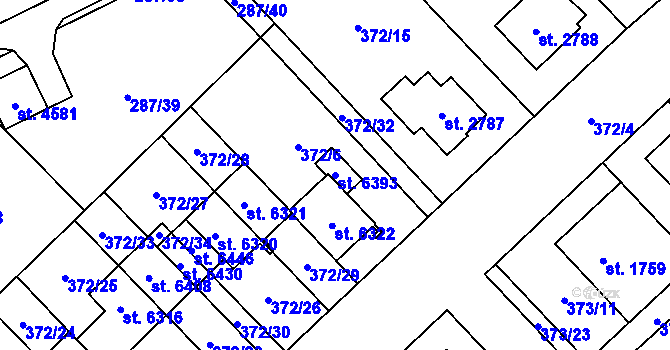 Parcela st. 6393 v KÚ Zábřeh nad Odrou, Katastrální mapa