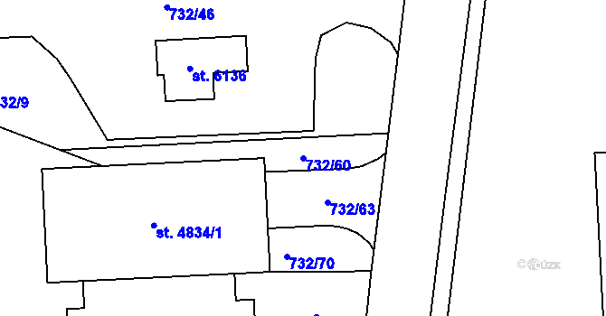 Parcela st. 732/60 v KÚ Zábřeh nad Odrou, Katastrální mapa