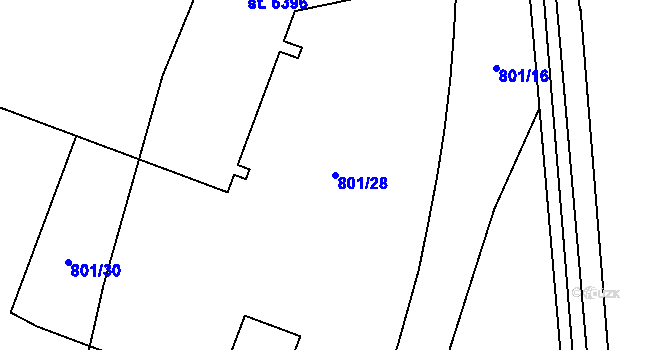 Parcela st. 801/28 v KÚ Zábřeh nad Odrou, Katastrální mapa