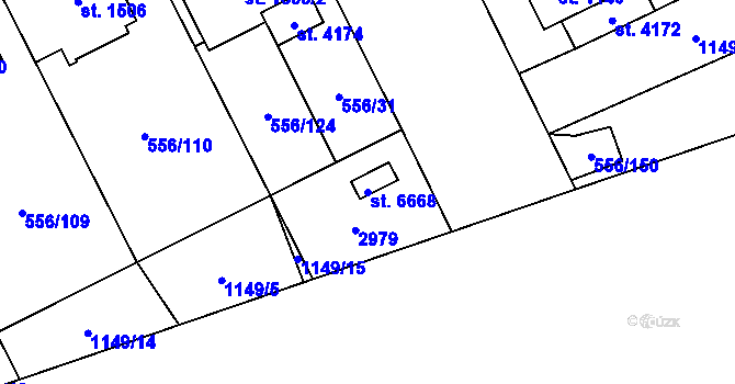 Parcela st. 6668 v KÚ Zábřeh nad Odrou, Katastrální mapa