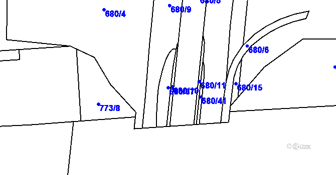 Parcela st. 680/37 v KÚ Zábřeh nad Odrou, Katastrální mapa