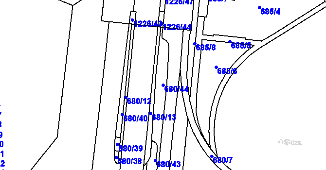 Parcela st. 680/44 v KÚ Zábřeh nad Odrou, Katastrální mapa