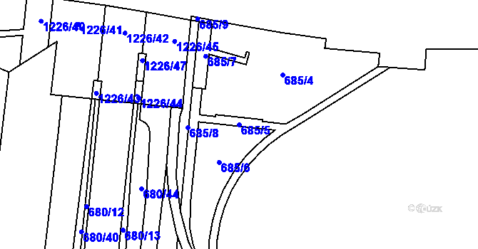 Parcela st. 685/5 v KÚ Zábřeh nad Odrou, Katastrální mapa