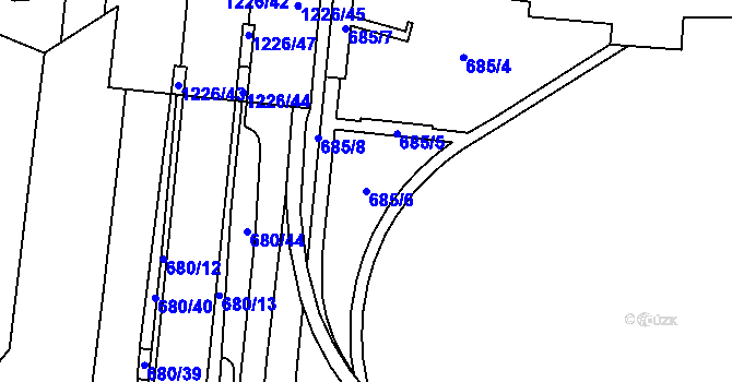 Parcela st. 685/6 v KÚ Zábřeh nad Odrou, Katastrální mapa