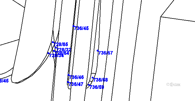 Parcela st. 736/57 v KÚ Zábřeh nad Odrou, Katastrální mapa