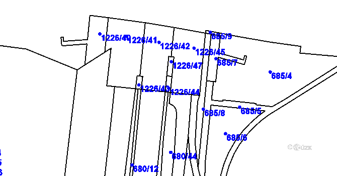 Parcela st. 1226/44 v KÚ Zábřeh nad Odrou, Katastrální mapa