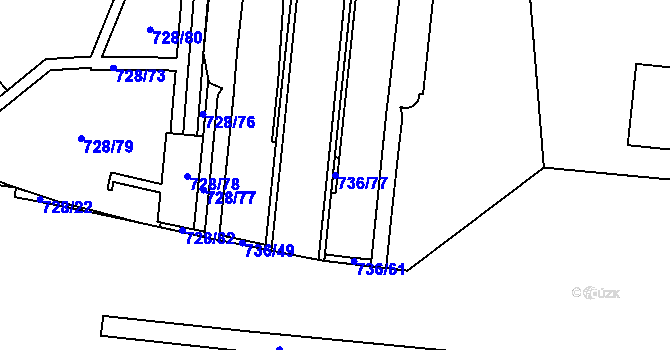 Parcela st. 736/77 v KÚ Zábřeh nad Odrou, Katastrální mapa