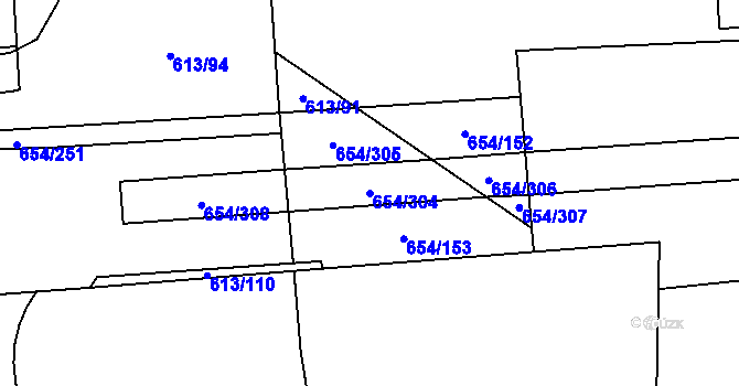 Parcela st. 654/304 v KÚ Zábřeh nad Odrou, Katastrální mapa