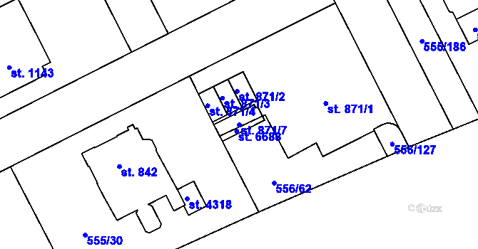 Parcela st. 871/7 v KÚ Zábřeh nad Odrou, Katastrální mapa