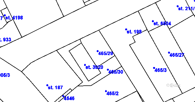 Parcela st. 465/29 v KÚ Zábřeh nad Odrou, Katastrální mapa