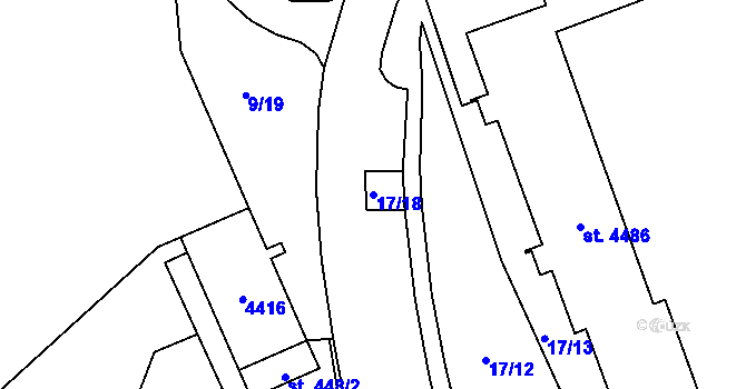 Parcela st. 17/18 v KÚ Zábřeh nad Odrou, Katastrální mapa