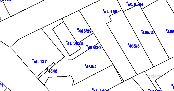 Parcela st. 465/30 v KÚ Zábřeh nad Odrou, Katastrální mapa