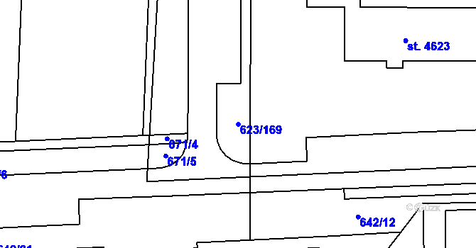 Parcela st. 623/169 v KÚ Zábřeh nad Odrou, Katastrální mapa