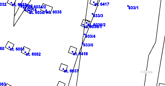 Parcela st. 933/5 v KÚ Zábřeh nad Odrou, Katastrální mapa