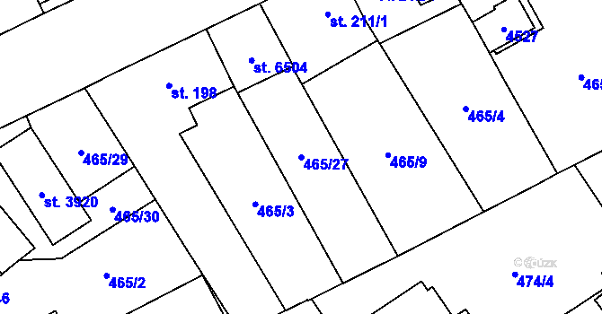 Parcela st. 465/27 v KÚ Zábřeh nad Odrou, Katastrální mapa