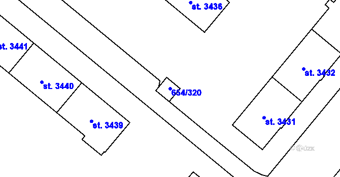 Parcela st. 654/320 v KÚ Zábřeh nad Odrou, Katastrální mapa
