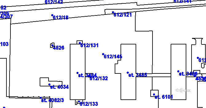 Parcela st. 612/145 v KÚ Zábřeh nad Odrou, Katastrální mapa