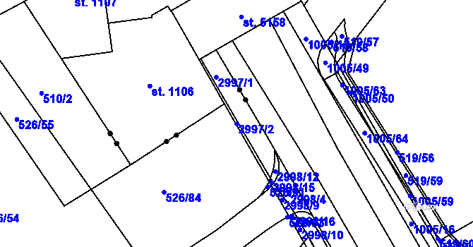Parcela st. 2997/2 v KÚ Zábřeh nad Odrou, Katastrální mapa