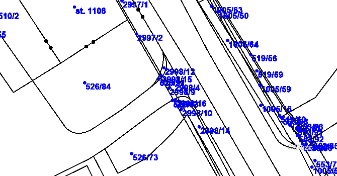 Parcela st. 2998/9 v KÚ Zábřeh nad Odrou, Katastrální mapa