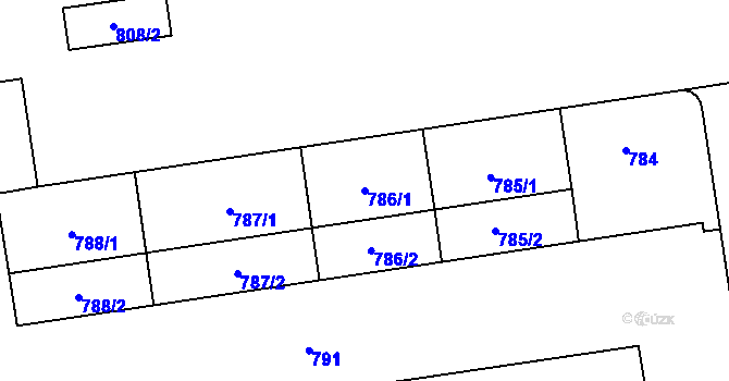 Parcela st. 786/1 v KÚ Hrabová, Katastrální mapa