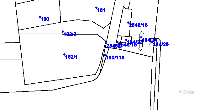 Parcela st. 190/118 v KÚ Hrabová, Katastrální mapa