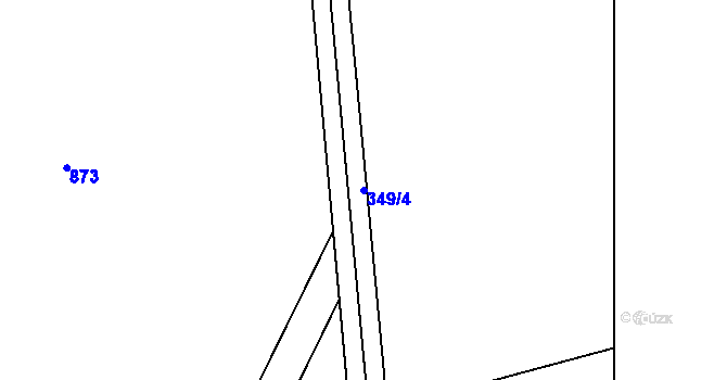 Parcela st. 349/4 v KÚ Hrabová, Katastrální mapa