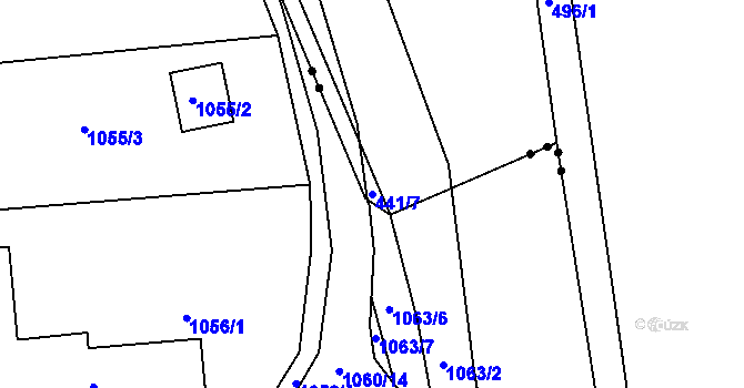 Parcela st. 441/7 v KÚ Hrabová, Katastrální mapa