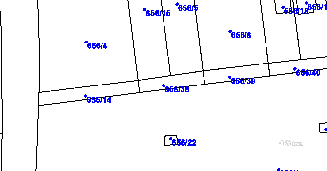Parcela st. 656/38 v KÚ Hrabová, Katastrální mapa