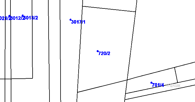 Parcela st. 720/2 v KÚ Hrabová, Katastrální mapa