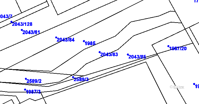 Parcela st. 2043/83 v KÚ Hrabová, Katastrální mapa