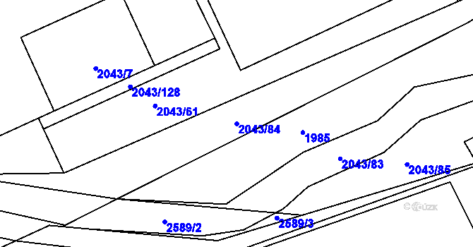 Parcela st. 2043/84 v KÚ Hrabová, Katastrální mapa