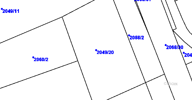 Parcela st. 2049/20 v KÚ Hrabová, Katastrální mapa