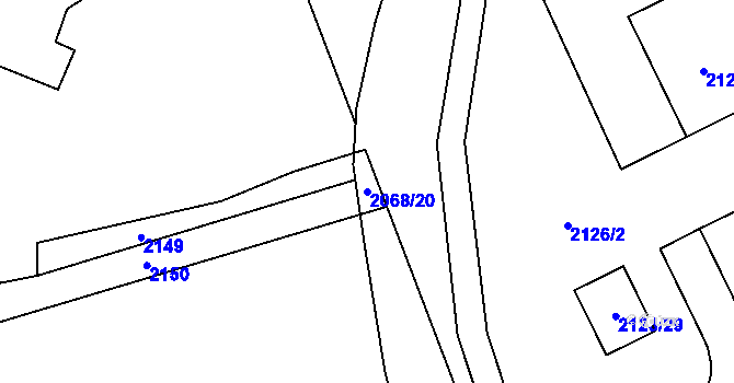 Parcela st. 2068/20 v KÚ Hrabová, Katastrální mapa
