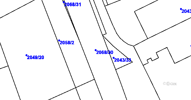 Parcela st. 2068/30 v KÚ Hrabová, Katastrální mapa