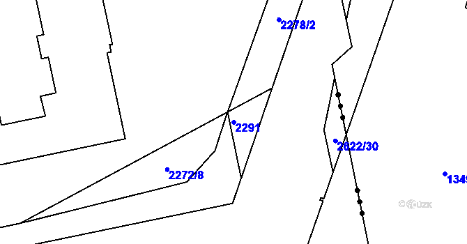 Parcela st. 2291 v KÚ Hrabová, Katastrální mapa