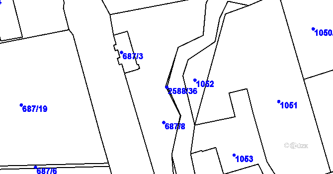 Parcela st. 2588/36 v KÚ Hrabová, Katastrální mapa