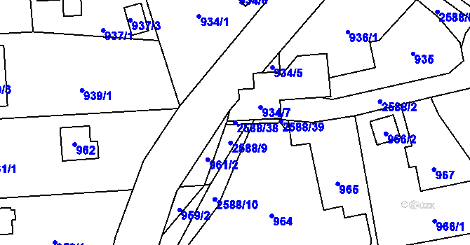 Parcela st. 2588/38 v KÚ Hrabová, Katastrální mapa