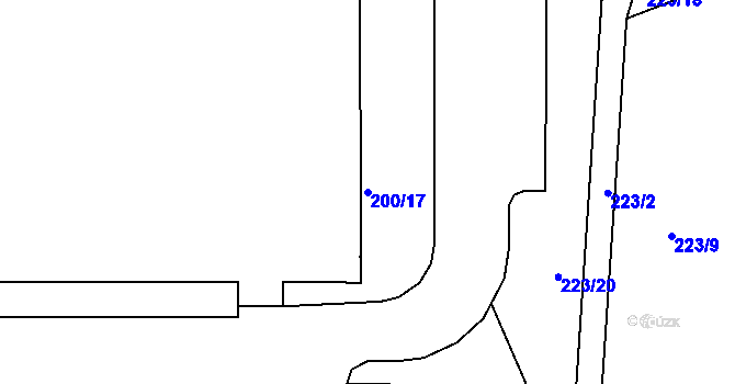 Parcela st. 200/17 v KÚ Hrabová, Katastrální mapa