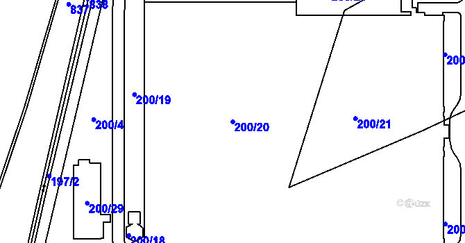 Parcela st. 200/20 v KÚ Hrabová, Katastrální mapa