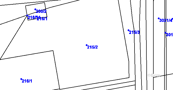 Parcela st. 215/2 v KÚ Hrabová, Katastrální mapa