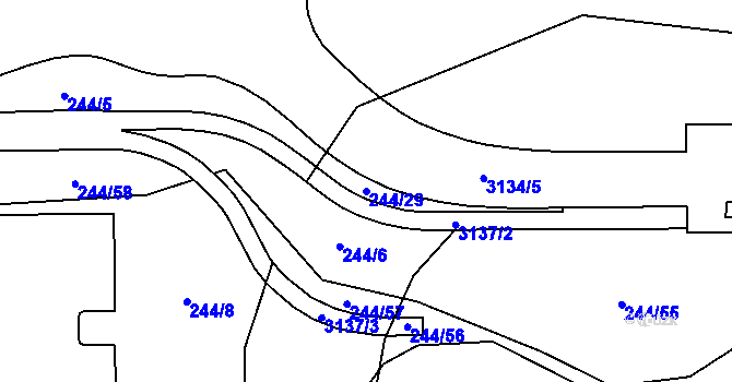 Parcela st. 244/29 v KÚ Hrabová, Katastrální mapa