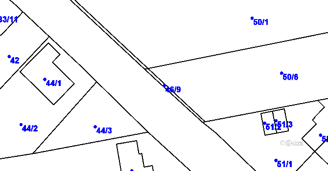Parcela st. 46/9 v KÚ Hrabová, Katastrální mapa