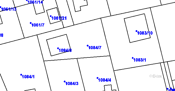 Parcela st. 1084/7 v KÚ Hrabová, Katastrální mapa