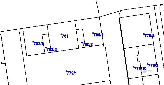 Parcela st. 780/2 v KÚ Hrabová, Katastrální mapa