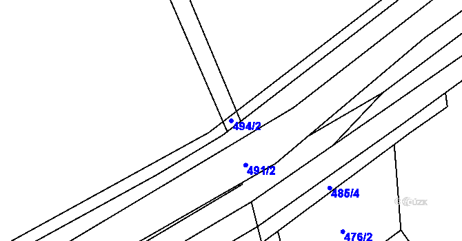 Parcela st. 494/2 v KÚ Hrabová, Katastrální mapa