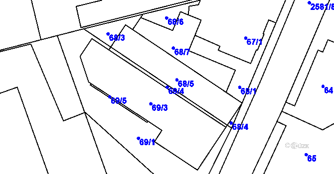 Parcela st. 69/4 v KÚ Hrabová, Katastrální mapa